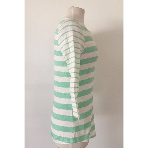 Sonoma Women's Long Sleeve Striped White and Green Blouse Size Small - Picture 2 of 5